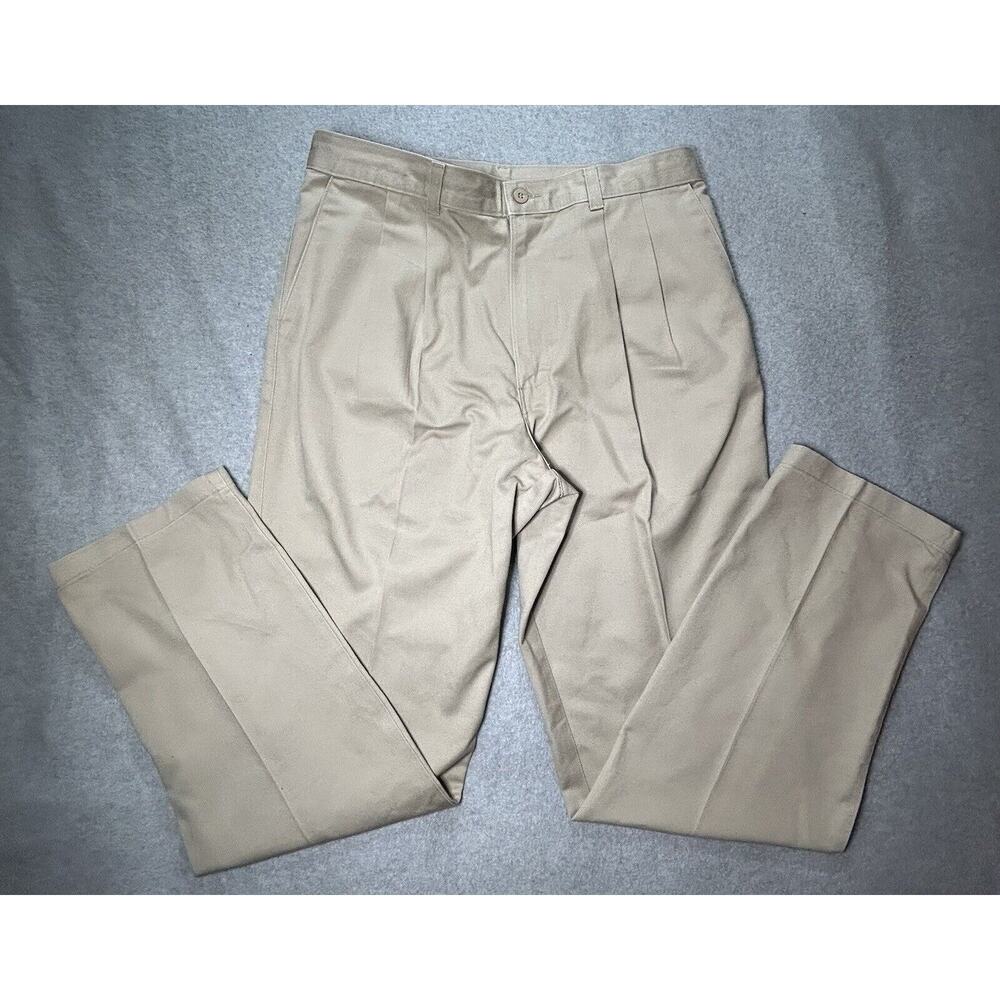 Vtg Wrangler Riata Pants mens W33 L32 Khaki Chino Beige Flat Front